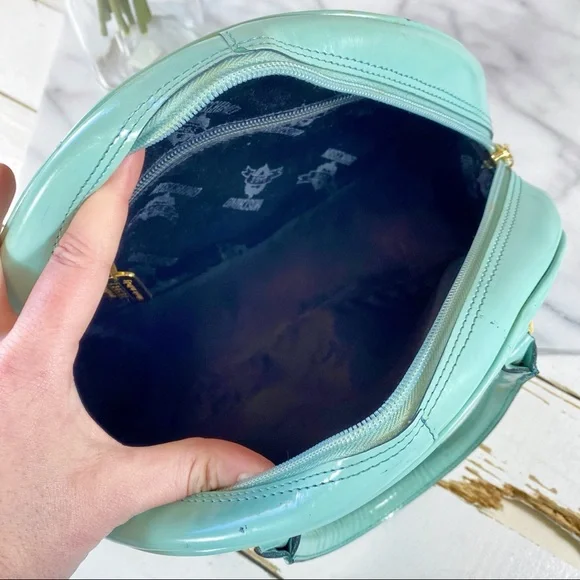 Moschino Couture Tiffany Blue Patent Leather Bowler Bag w/ Crossbody Strap